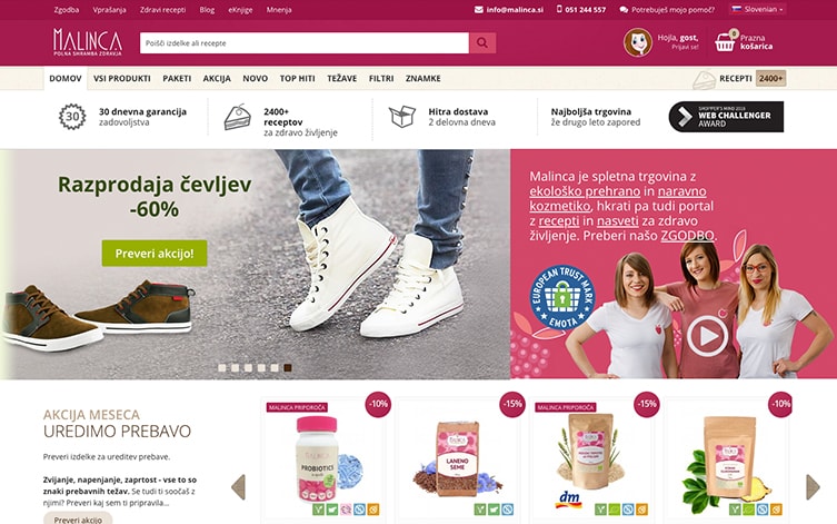 optimizacija spletne strani Malinca